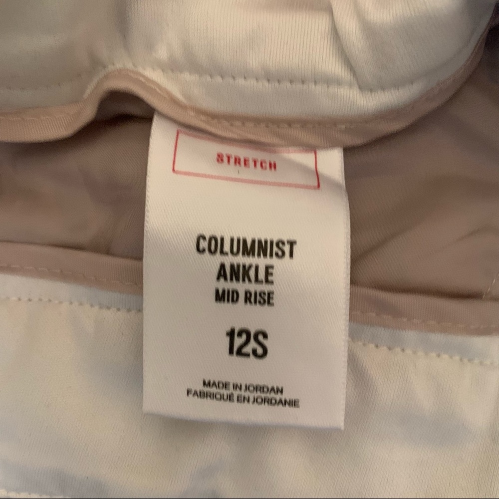 Express Columnist Mid Rise Ankle Pants Linen Blend Blue White Stripe Sz 10 Short - Picture 6 of 7
